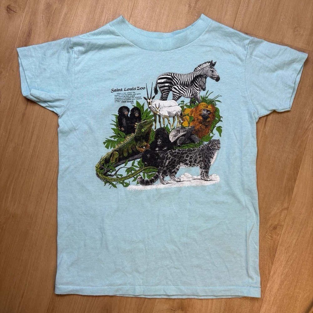 Vintage St Louis Zoo T-shirt Youth Medium 1987 Animals Graphic Single Stitch